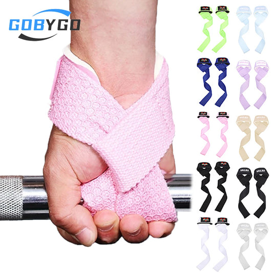 GOBYGO 1Pair Weightlifting Wrist Straps Sport Wrist Grip Strap Cellular Silicone Non-Slip Gym Hard Pull Strength Training Unisex